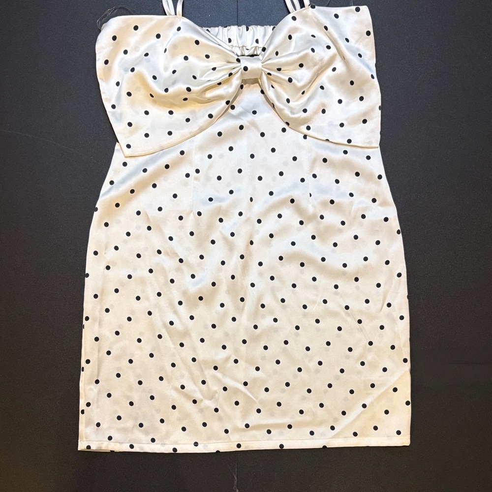 wild fable Cream Satin Polka Dot Slip Dress